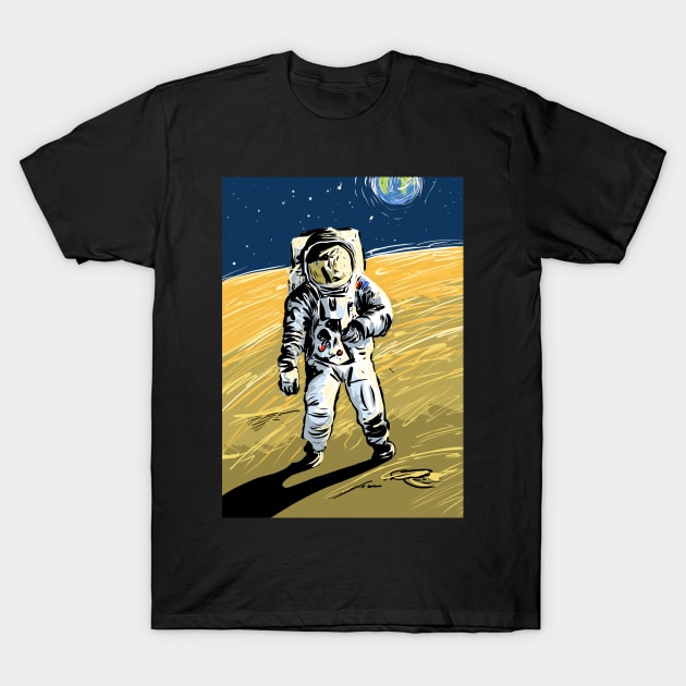 Man on the moon T-Shirt by stephenignacio